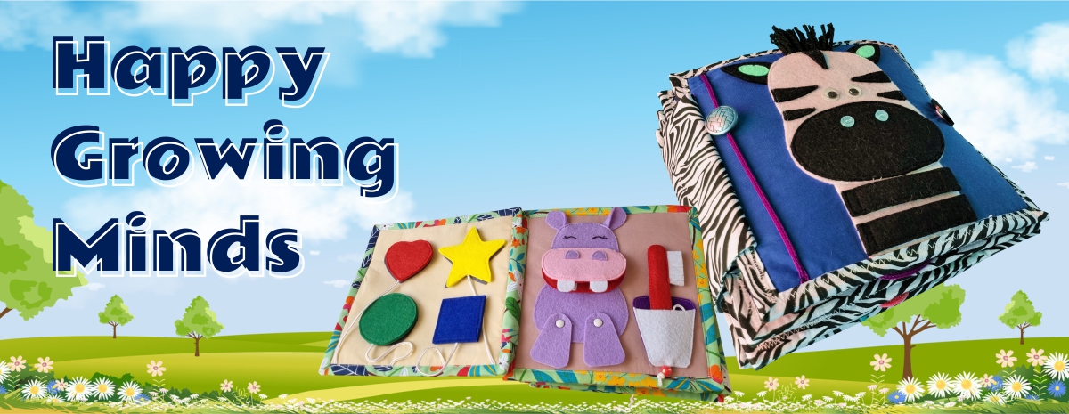 Example of quiet book on grass flower field and blue sky background